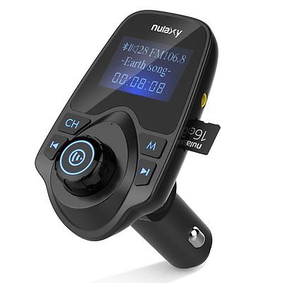 Nulaxy Wireless Bluetooth per auto Trasmettitore FM Radio Kit per auto W 1,44 pollici Display e caricatore per auto USB per tutti gli smartphone Lettori audio Trasmettitore FM LED Oro 